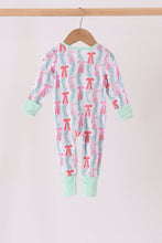 Green bow christmas tree bamboo zipper romper