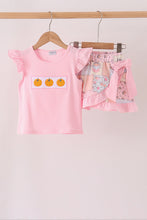Pink pumpkin ruffle skorts set