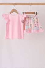 Pink pumpkin ruffle skorts set