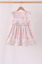 Pink pumpkin print ruffle dress