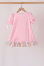 Pink pumpkin embroidery ruffle dress