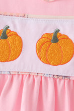 Pink pumpkin embroidery ruffle pants set