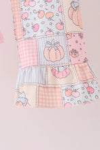 Pink pumpkin embroidery ruffle pants set