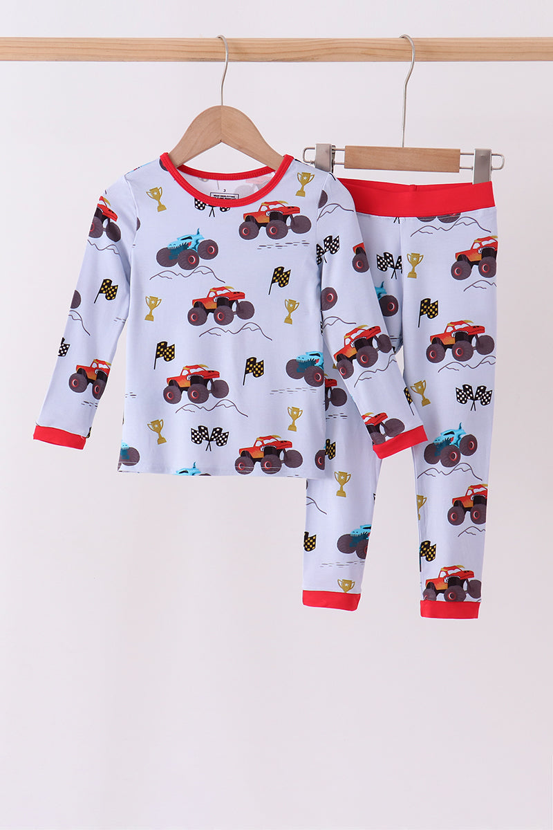 Blue Racing Car Bamboo Pajama Set - ARIA KIDS