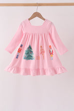 Pink nutcracker embroidery ruffle dress