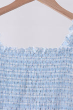Blue floral smocked mom dress