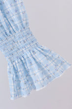Blue floral smocked mom dress