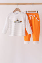 Gray stripe construction vehicle embroidery jogger set - ARIA KIDS
