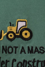 Green construction vehicle embroidery hoodie