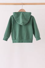 Green construction vehicle embroidery hoodie