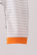 Gray stripe construction vehicle embroidery romper - ARIA KIDS