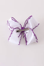 Purple witch hat embroidery crochet edge hair bow