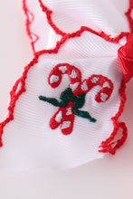 Red candy cane embroidery crochet edge hair bow