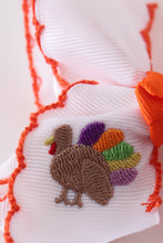 Orange turkey embroidery crochet edge hair bow