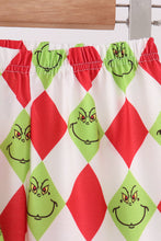 Red grinch print ruffle pajama set