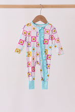 Blue smiling checkered ruffle bamboo romper - ARIA KIDS