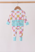 Blue smiling checkered ruffle bamboo romper - ARIA KIDS