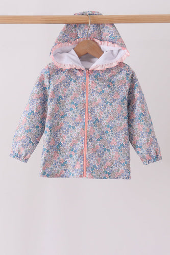 Multicolored Floral Ruffle Raincoat - ARIA KIDS