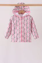 Pink Floral Stripe Ruffle Raincoat - ARIA KIDS