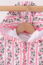 Pink Floral Stripe Ruffle Raincoat - ARIA KIDS