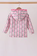 Pink Floral Stripe Ruffle Raincoat - ARIA KIDS