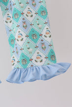 Green santa print ruffle pajama set - ARIA KIDS