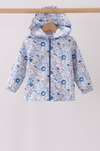Blue Floral Ruffle Raincoat - ARIA KIDS