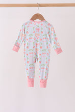 Pink bow cherry zipper bamboo romper
