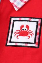 Red crab embroidery plaid boy set