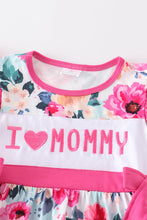 Pink I love Mommy floral ruffle dress