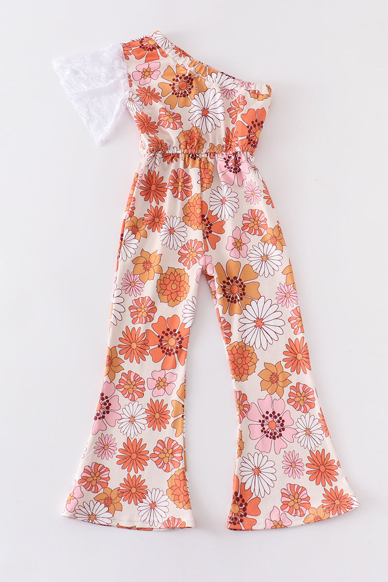 Floral print ruffle girl jumpsuit