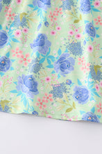 Blue floral print stripe ruffle girl set - ARIA KIDS