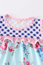Mint floral print plaid short set