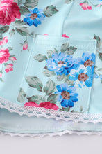 Mint floral print plaid short set