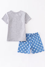 Grey plane embroidery patriotic dot boy set - ARIA KIDS