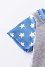Blue dot plane patriotic embroidery boy romper