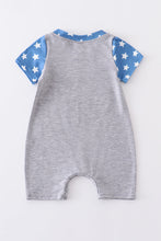Blue dot plane patriotic embroidery boy romper