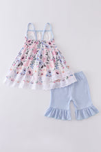 White floral print ruffle girl set - ARIA KIDS