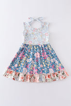 Navy floral print ruffle dress - ARIA KIDS