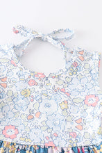 Navy floral print ruffle dress - ARIA KIDS