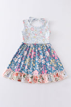 Navy floral print ruffle dress - ARIA KIDS