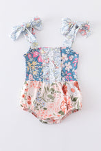 Navy floral print ruffle buttons girl bubble - ARIA KIDS