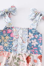 Navy floral print ruffle buttons girl bubble - ARIA KIDS