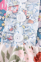 Navy floral print ruffle buttons girl bubble - ARIA KIDS