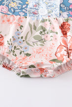 Navy floral print ruffle buttons girl bubble - ARIA KIDS