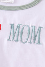 Green I love mom embroidery ruffle dress