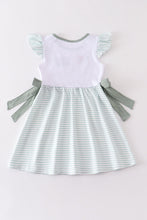 Green I love mom embroidery ruffle dress