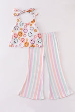 Smile print stripe girl set