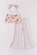 Smile print stripe girl set