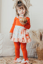 Rust pumpkin print ruffle girl set - ARIA KIDS